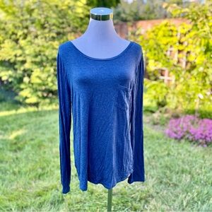 PRANA Foundation Long Sleeve Crew Heathered Blue Modal Size XL Lightweight Cozy